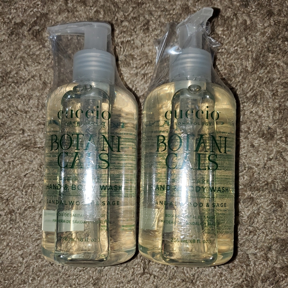 *Brand New* Set Of 2- Cuccio Botanicals Hand/Body Wash - Sandalwood+Sage- 8ozX2